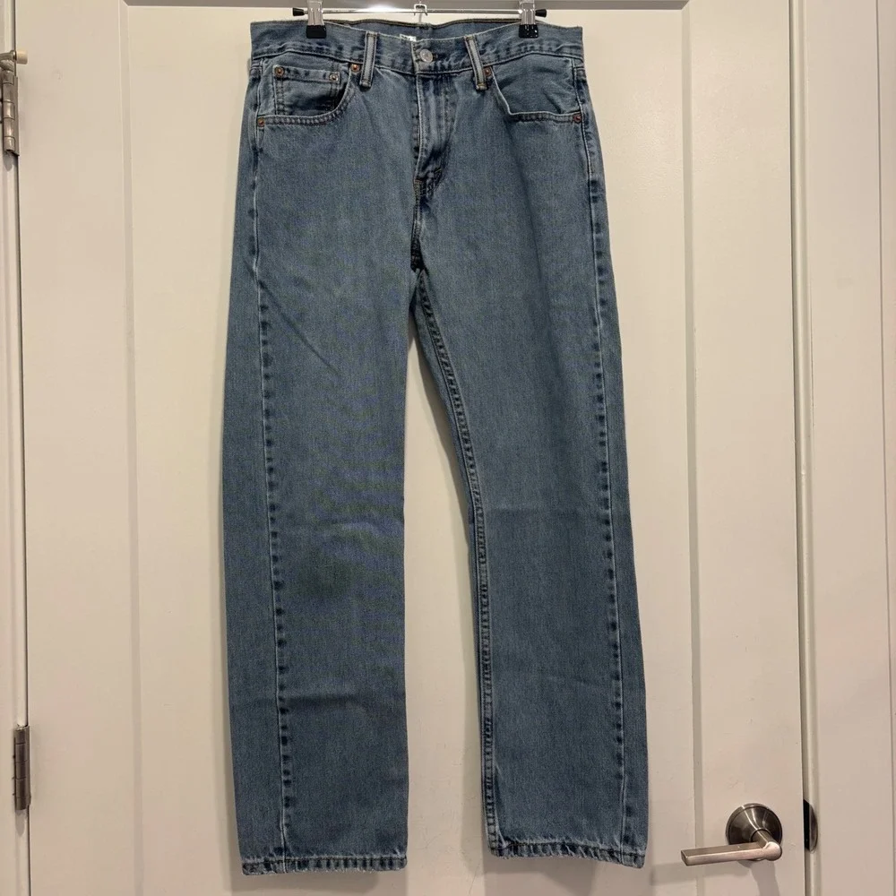 Levis 505 Regular Fit Straight Leg Jeans Mens 30x30 Medium Wash Blue Denim